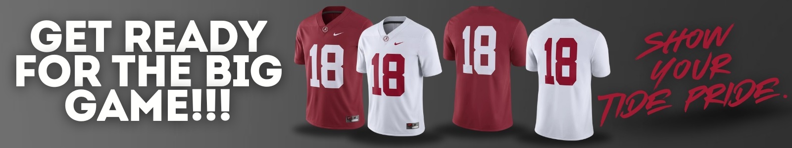 Shop now for our 2024 Home and Away Alabama Football Jerseys for Adults, Youth, and Toddlers- Click Here!