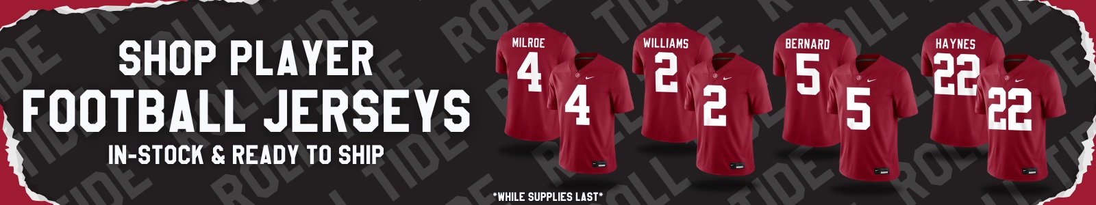 Get ready for gameday with our new Alabama Football Nike Player Jerseys-- Shop Now!