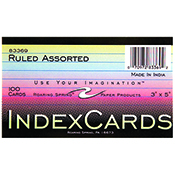 INDEX CARD 3 x 5 ASSORTED MULTI COLOR
