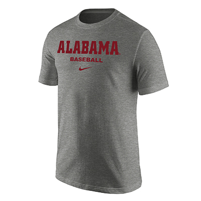 Nike Alabama Baseball T-Shirt in Dark Grey Heather Size Small | Cotton/Polyester