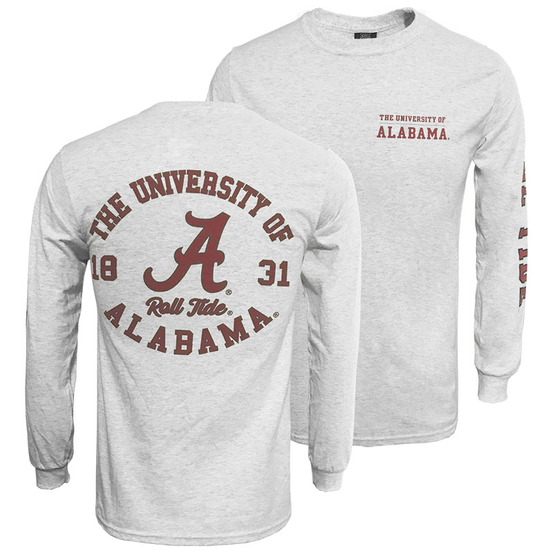 Alabama Classic Long Sleeve T-Shirt With 3 Design Locations ...