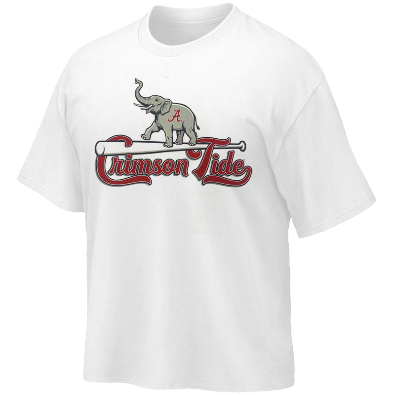 Alabama Crimson Tide Script A Elephant Standing On Bat T-Shirt ...