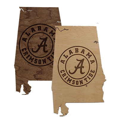 State Of Alabama With Alabama Circle Logo Wood Wall Hanging