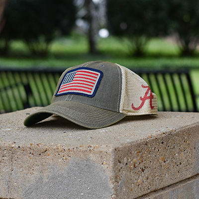 Alabama Script A With American Flag Old Favorite Cap
