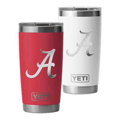 Alabama Crimson Tide YETI Laser Engraved Tumblers, Can Colsters and Chug  Bottles