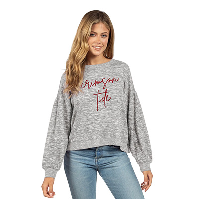 Crimson Tide Cozy Fleece Puff Sleeve Top