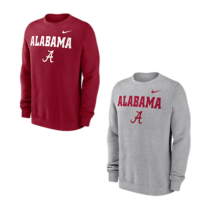 University Of Alabama Mens Nike Fleece Primary Stack Crew