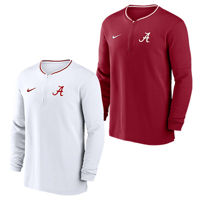 Alabama Nike Dri-Fit Half Zip Long Sleeve Coaches Top